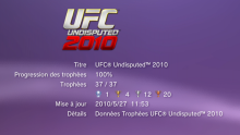 UFC INDISPUTED 2010 trophees liste 1