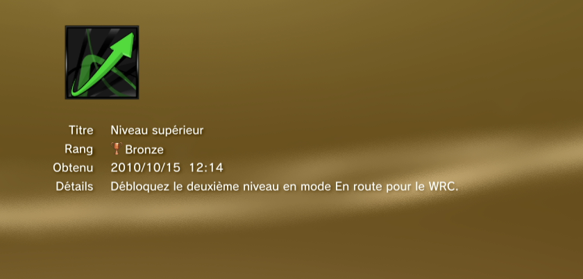 WRC FIA WORLD RALLY Championshipl ps3 Trophees BRONZE 16