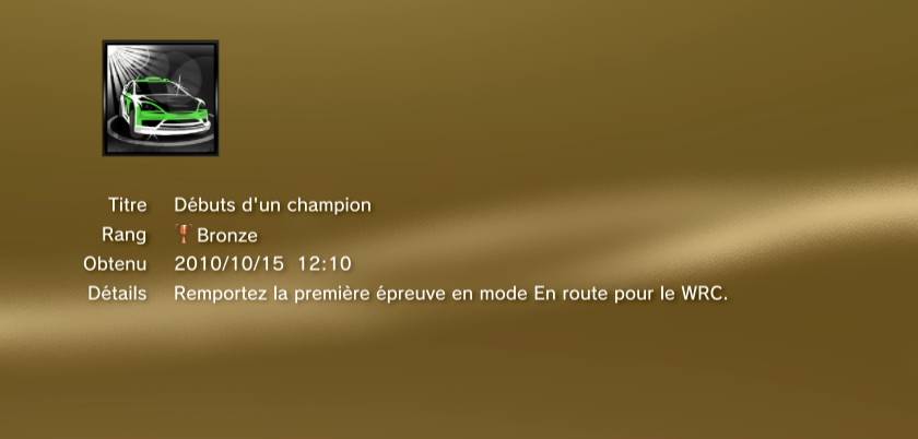 WRC FIA WORLD RALLY Championshipl ps3 Trophees BRONZE 17